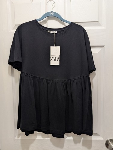 Shirt zara babydoll nera - t-shirt,