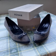 Hogan Scarpe Con Tacco Décolleté Grigie Dettaglio H in Metallo Taglia37