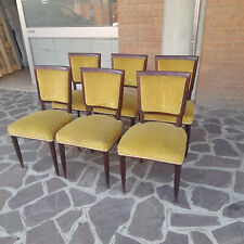 Lotto di 6 sedie segguiole art deco originale del 1930-40 in mogano