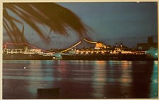 Night Lights. Hamilton Harbour. View at night from Paget Shore Vintage Postcard 