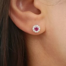 Orecchini con RUBINI e DIAMANTI in Oro Bianco 18kt 750 orecchini punto luce