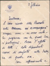 MANFREDI GIUSEPPE (Pieve di Teco 1897 - Genova 1979). Ammiraglio. Lettera, 1940