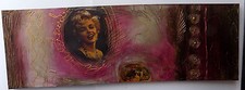 Quadro Marilyn Monroe ad olio  cm 150x50 base blu oro moderno arredo n 4 OFFERTA
