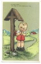 Antica Cartolina ILLUSTRATA da MARIAPIA: BAMBINO CHE PREGA, EDICOLA, RARA