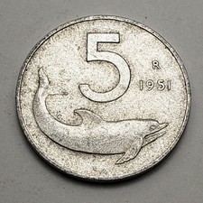 1951 Italy 5 Lire, KM# 92