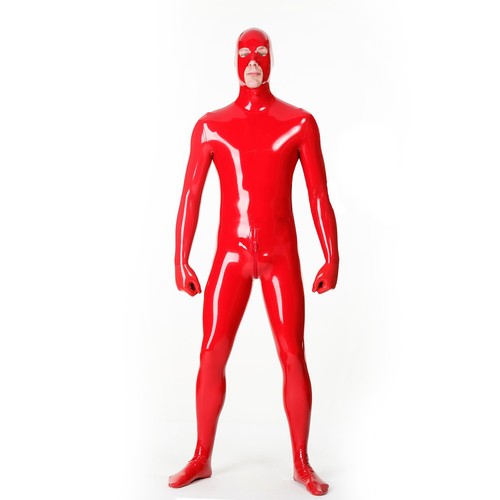 Mens latex bodysuit with hood - latex,