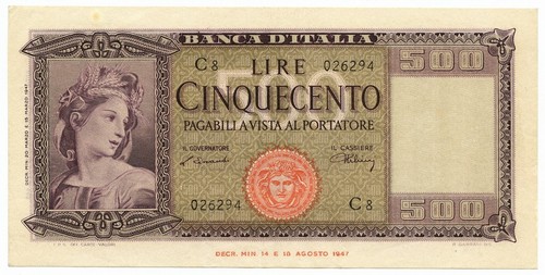 500 lire italia ornata - 500,