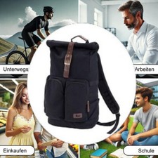 NUOVO zaino rolltop nero 22 litri per lavoro viaggio vacanza volo laptop tenda