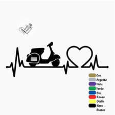 2 Adesivi vinile ELETTROCARDIOGRAMMA AMORE LOVE VESPA moto auto casco stickers