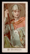 G1 ANTICO Santino Holy Card SAN GIORGIO MARTIRE DRAGO CROMO FINE 800 IN RILIEVO