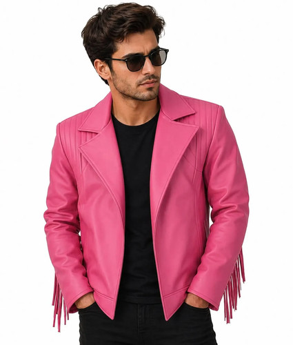 Giacca rosa con frange - , a