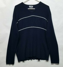 Maglione Vintage Iceberg JEANS Logo Storia Blu Navy A Costine Taglia L Made in Italy