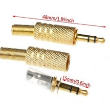 5 Pz. CONNETTORE JACK STEREO 3,5 mm SPINOTTO AUX MASCHIO placcato oro 24K