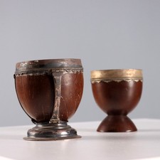 Coppe Antiche Argento Noce di Cocco Nord Europa XIX Secolo Originali