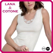 Canotta Intima donna in LANA e COTONE canottiera spalla larga termica invernale