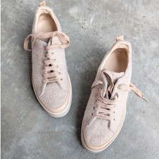 Sneakers Max Mara Tunny beige con plateau in tessuto/pelle, taglia EU37.5/US7.5