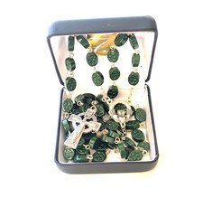 Irish Claddagh Rosary Green