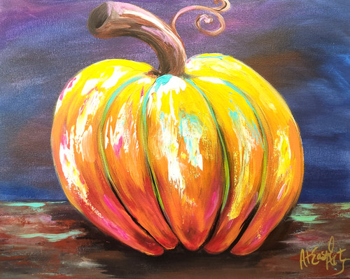 Dipinto zucca colorato 16x20 - dipinto,