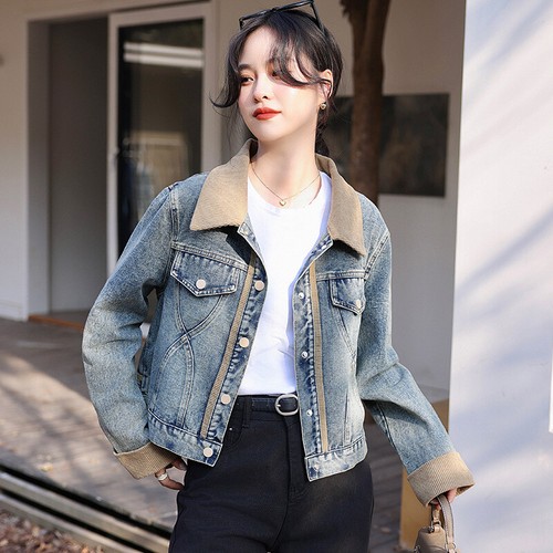 Giacca denim patchwork - , retrò