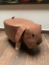 Sgabello Pouf Cane Alzata Poggiapiedi Basso Tessuto Similpelle Colore Cuoio