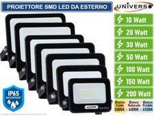 FARO PROIETTORE SMD LED FLOODLIGHT 10-20-30-50-100-150-200W SLIM IP65 NERO