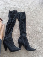 stivali alti in camoscio neri