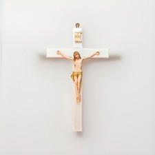 Crocifisso da Parete 23cm Legno Resina Cristo Gesù INRI Arte Sacra