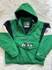 Vintage New York Jets Starter Pullover Hooded Jacket Rare 90s Green Men’s XL