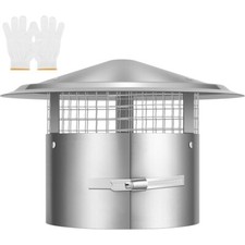 Tappo per camino a cono 6" con schermo, tetto rotondo regolabile copertura per camino antipioggia