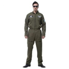 Costume da Pilota aviatore aerei carnevale adulti tuta completa verde militare