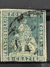 Antichi stati - 1851 - Francobolli Toscana 2 Crazie Verde Lotto Toscano