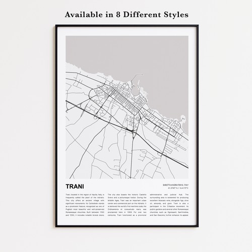 Stampa mappa trani - trani,, poster