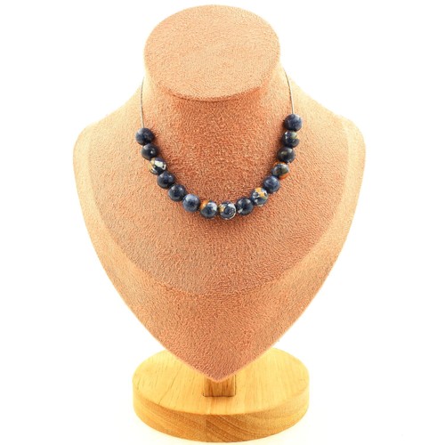 Collana perle diaspro blu 8 - diaspro,