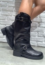 STILL Stivali donna bassi biker boots motociclista stivaletti fibbie anfibi n...