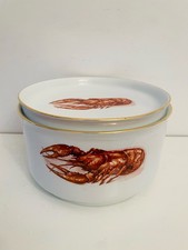 🟠 Richard Ginori zuppiera da pesce in porcellana decoro astice e bordo oro