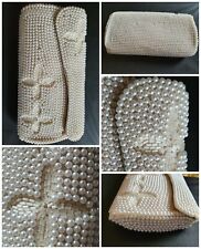 Pochette ? donna BORSA cerimonia PERLINE perle BIANCHE occasione sera ELEGANTE 
