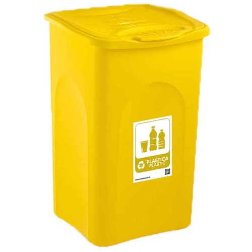 Bidone giallo 50lt con - bidone,