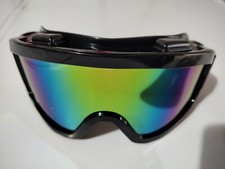 MASCHERA MASCHERINA OCCHIALE  MOTOCROSS ENDURO Nera LENTE MULTICOLORE