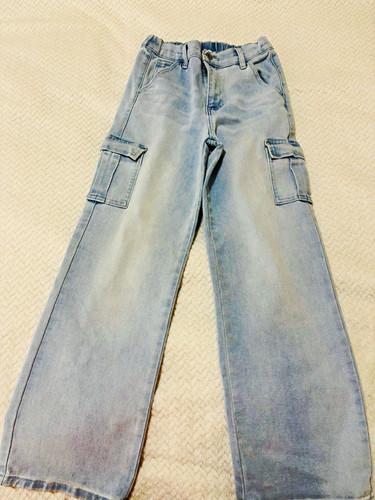 Jeans cargo denim gamba larga