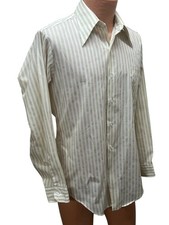 Camicia uomo M vintage anni 70 colletto pugnale secolo Van Heusen Hays righe oro 15 1/2-33