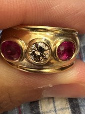 anello oro 18 kt Diamante Fancy E Rubini Naturali 