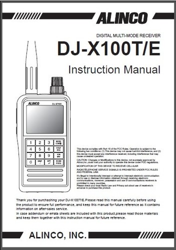 Alinco x100t manuale - dj-x100t/e,