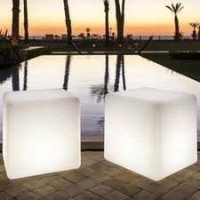 Cubo Arkema Sgabello Luminoso Led RGB Solare 50x50 cm da Giardino e Piscina