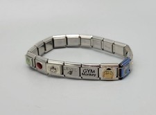 Bracciale Vintage Tono Argento Mix Italiano Charm Zoppini Elasticizzato B1A