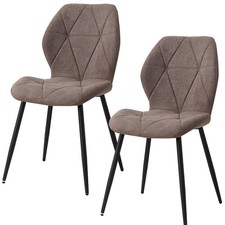 Set 2 sedie per sala da pranzo cucina soggiorno imbottite in tessuto di lino