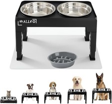 Ciotola Rialzata per Cani Regolabile in 5 Altezze Ciotole in Acciaio Inox 8-28cm