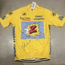 Maglia Greg Lemond firmata a mano retrò Peloton giallo TDF - ciclismo NUOVA CON ETICHETTE PROOF -