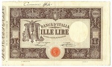 1000 LIRE BARBETTI GRANDE M MATRICE LATERALE TESTINA DECRETO 06/04/1917 BB-