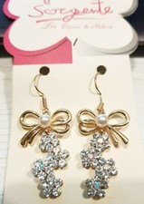 BIGIOTTERIA ORECCHINI DONNA CON PENDOLO A FIOCCHETTO CON PERLINA E BRILLANTINI
