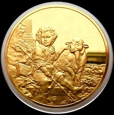 Spagna Museo del Prado 1982 Medaglia Placcata Oro 24K Il Buon Pastore Murillo XVII